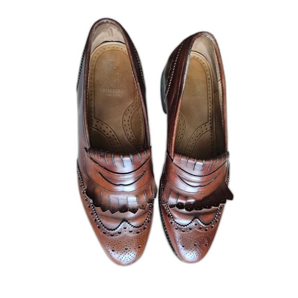 Johnston & Murphy Aristocrat Tassel Loafers 10 Brown Leather Wingtip Brogue USA main image 6